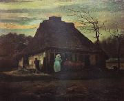 Vincent Van Gogh Cottage at Nightfall (nn04) oil on canvas